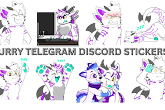 draw furry telegram stickers, discord stickers furry animated telegram sticker