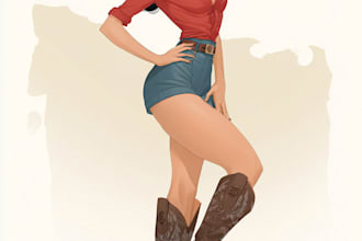 draw a pin up girl and pin up girl illustration