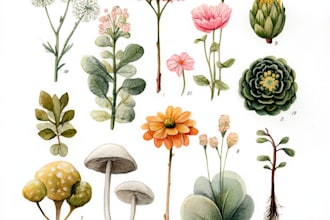 watercolor illustration, botanical family paintings