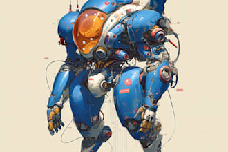 draw amazing character mecha robot illustration