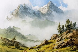 hand paint a watercolor or acrylic landscape