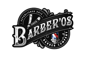 outstanding stylish barber shop or hair salon logo