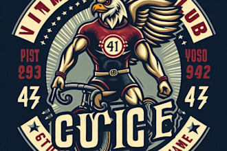 design a vintage retro cycling club badge mascot logo and t shirt design