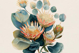 do watercolor illustration, botanical family paintings