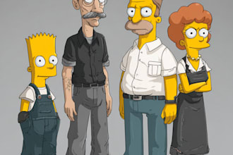 custom yellow cartoon style portraits