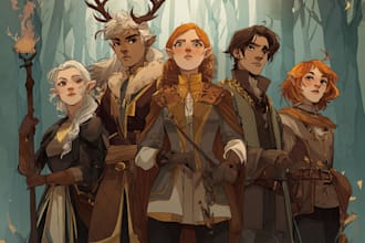 dnd party art or dnd character art