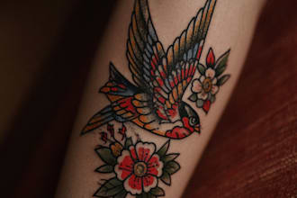 illustration for anime tattoo in color