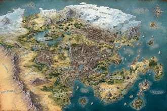 create a high quality detailed fantasy map for dnd and fiction