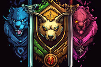 draw unique medieval, fantasy, rpg, game logo title