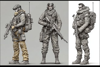 draw detailed military characters for you