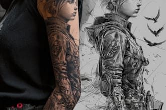 create custom tattoo art, tattoo sleeve design, tattoo artist