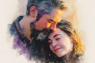 draw a watercolor couple portrait