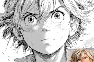 do sketch, lineart, and manga comic with anime style