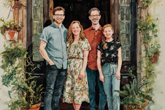 custom watercolor family portrait from photo
