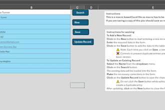 custom excel forms with automated data entry and management