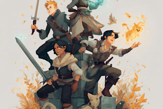 create a dnd art character, dnd party, creature, game art