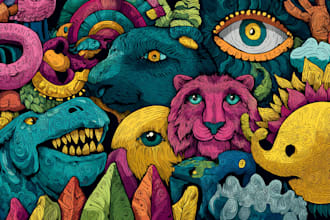 create colorful doodle art illustration