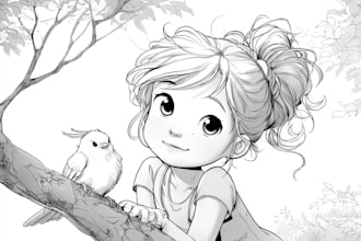 draw cute children coloring book pages