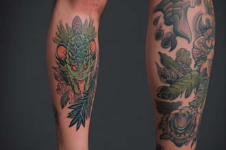create a tattoo design for leg sleeve