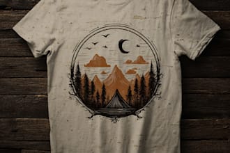 make vintage outdoor t shirt design and illustration
