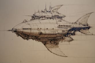 create spaceship concept art for you