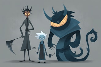 draw concept art and illustration of characters and monsters