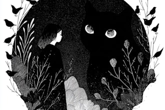 draw simple black and white illustration