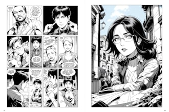 illustrate comic book page manga art book cover storyboard