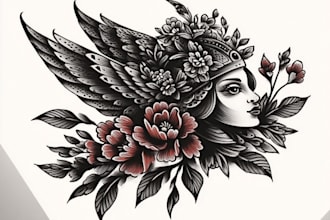 design a custom american traditional tattoo for you