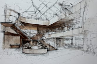 draw interior sketch and architectural designs