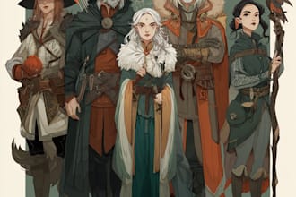 dnd party art or dnd character art
