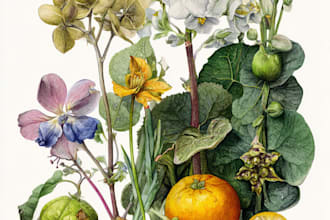 draw realistic botanical watercolor illustration