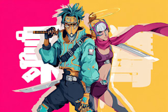design anime character , cyberpunk character