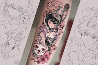 make a unique anime tattoo design for you