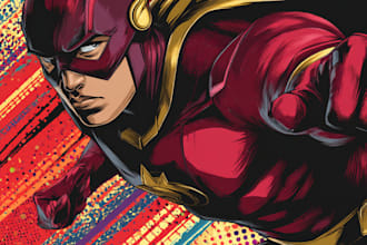 make a comic book superhero illustration