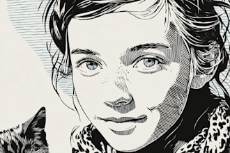 custom portrait in linocut style