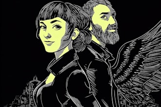 draw a portrait in linocut style