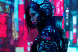 create scifi or cyberpunk character portrait art