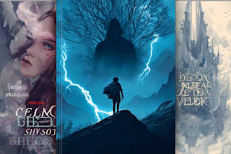 draw a fantasy book cover, paperback cover, or kindle cover art