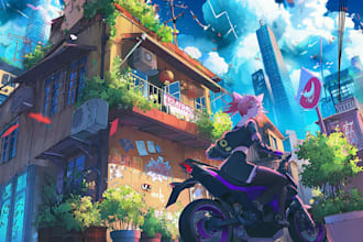 draw a anime background graphics novel and environment art