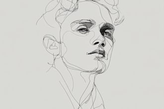 draw minimalist flat line art portrait illustration