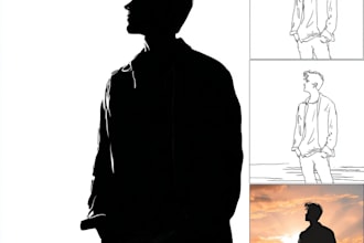 create a awesome line art and silhouette vector illustration