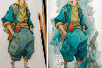 make a home into watercolor painting