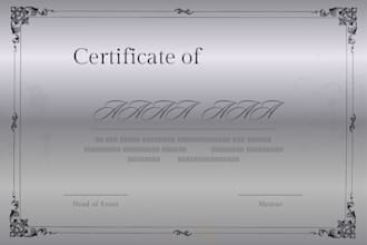 design a professional certificate for any course or training