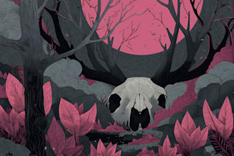 draw detailed dark art illustration with best quality design