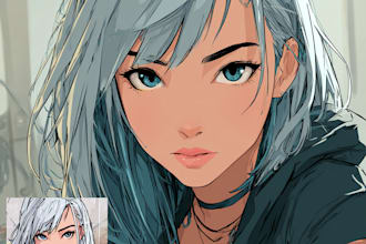 draw portrait, bust up, pfp, in cool anime style