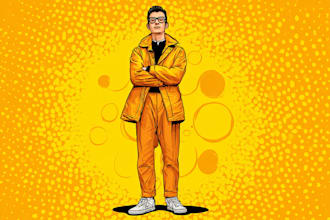 draw a cartoon illustration and pop art style