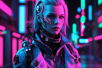 create a futuristic cyberpunk portrait in my unique style