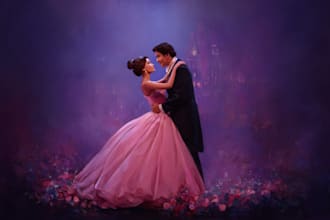 draw cartoon disney couple portrait