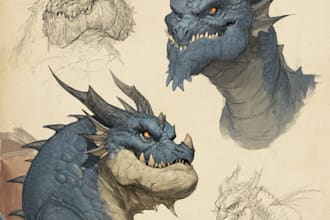 concept art for dragons and monsters, creatures